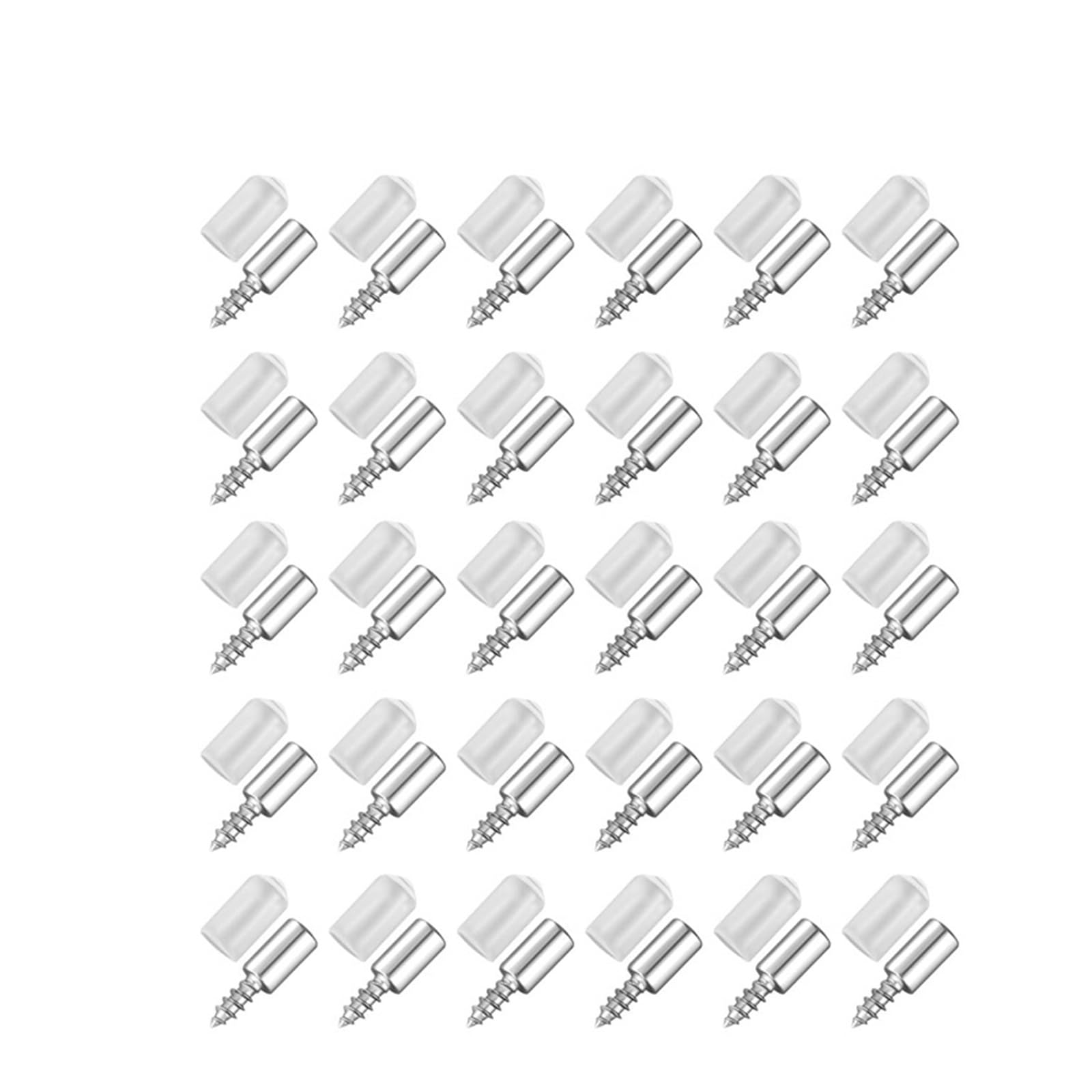 Perforadores de apoyo de estante Tornillo autorroscante en cruz for soporte de armario, cristal, clavo antideslizante for mampara(30Set)