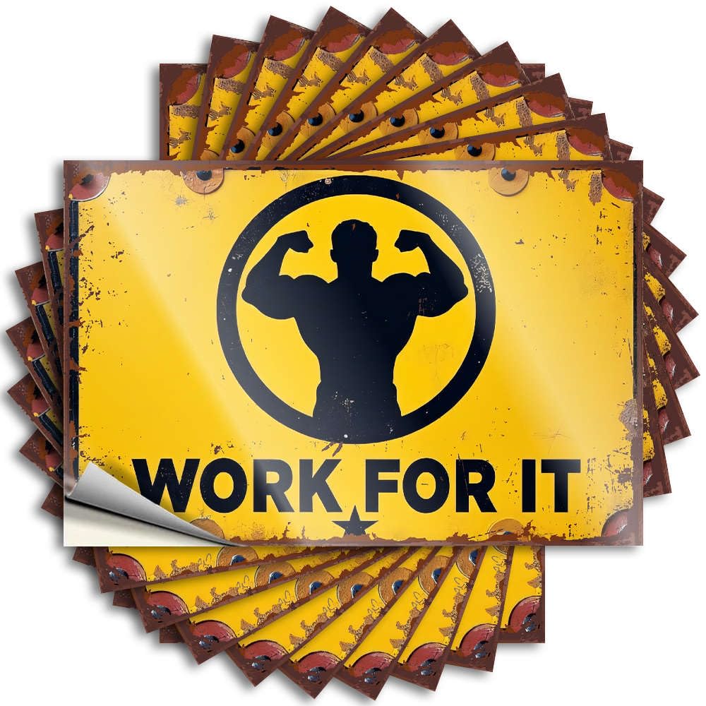 Work for It Bumper Aesthetic Self Adhesive | Smiley Face Helmet Vinyl Sticker Pack for Checkered(12X18CM)