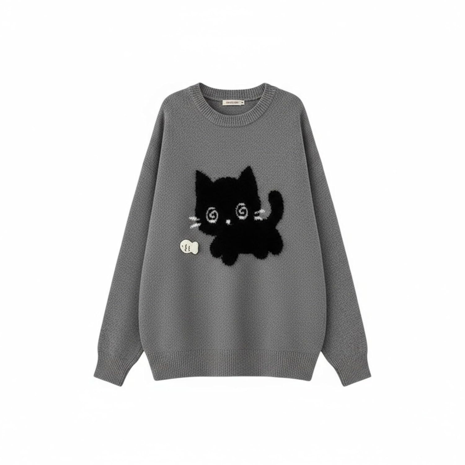 Pokn Y2K Gothic Jojifuku Kawaii Sweater Pullover Sweaters for Women Graphic Shoujo Clothes Cat Print Tops