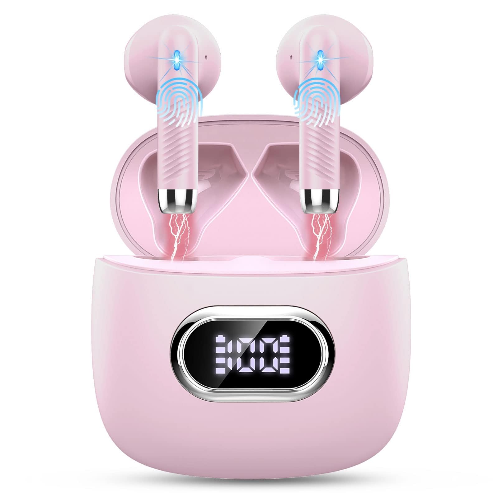 Bluetooth Kopfhörer, Kopfhörer Kabellos Bluetooth 5.3 In Ear Kopfhörer mit 4 HD Mic, Kabellose Kopfhörer 42Std ENC Noise Cancelling Earbuds Tiefer Bass, IP7 Wasserdicht Ohrhörer LED-Anzeige USB-C