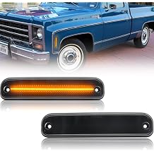 Amber LED Side Marker Lights for Chevy/GMC K5 Blazer Jimmy Suburban C10 C30 K10 K30 R30 V30 R3500 V3500 Pickup Trucks Smoked Lens Front Left Right Driving Markers Signal Lamps 6270433 6270434