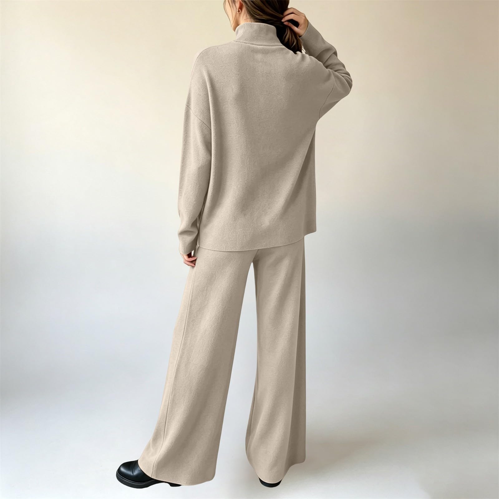 Tuta Elegante Donna Invernale Completi Lavorati Due Pezzi Comode Loungewear
