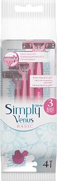 Gillette Venus Simply 3 Basic Use Horse Women's Razor 4 Pieces