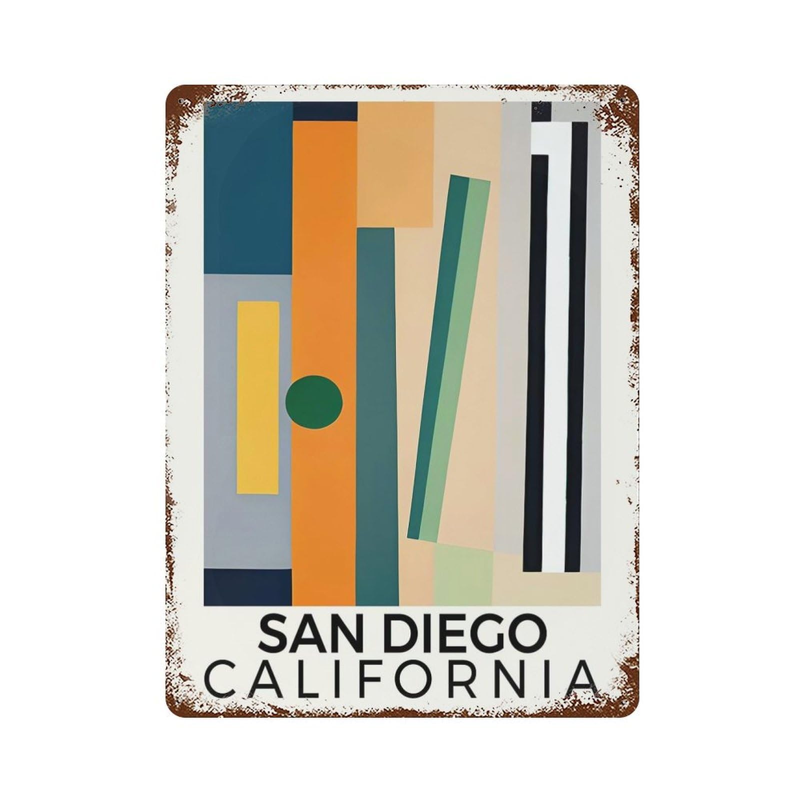 San Diego California 15.7"x11.8" Vintage Rust Metal Sign, Novelty Wall Decor for Living Room, Hallway And Home Decor