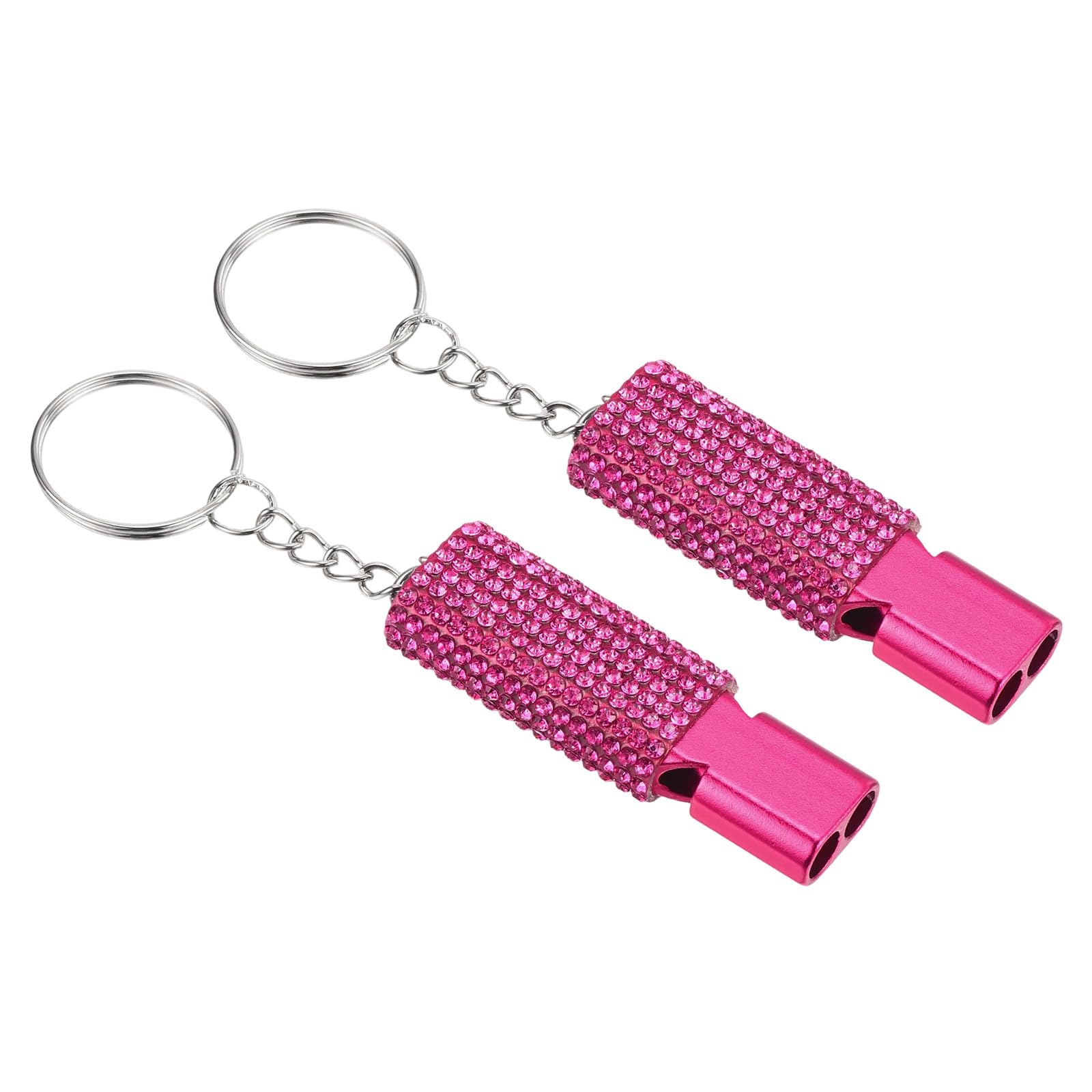 PATIKIL Emergency Whistle with Keychain, 2Pcs Bling Safety Survival Whistles Rescue Signaling Loud for Outdoor Camping Hiking Boating Hunting Fishing, Rose Red
