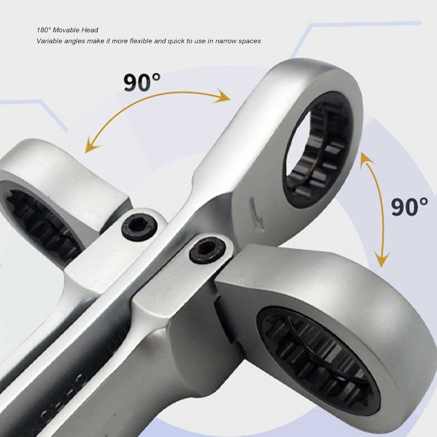 Fafeicy Ratchet Wrench Set 72 Teeth Box End Double Movable Head Torsion Wrench Kit with 10 Replacement Heads and 24 Bits for Industrial and Automotive Maintenance