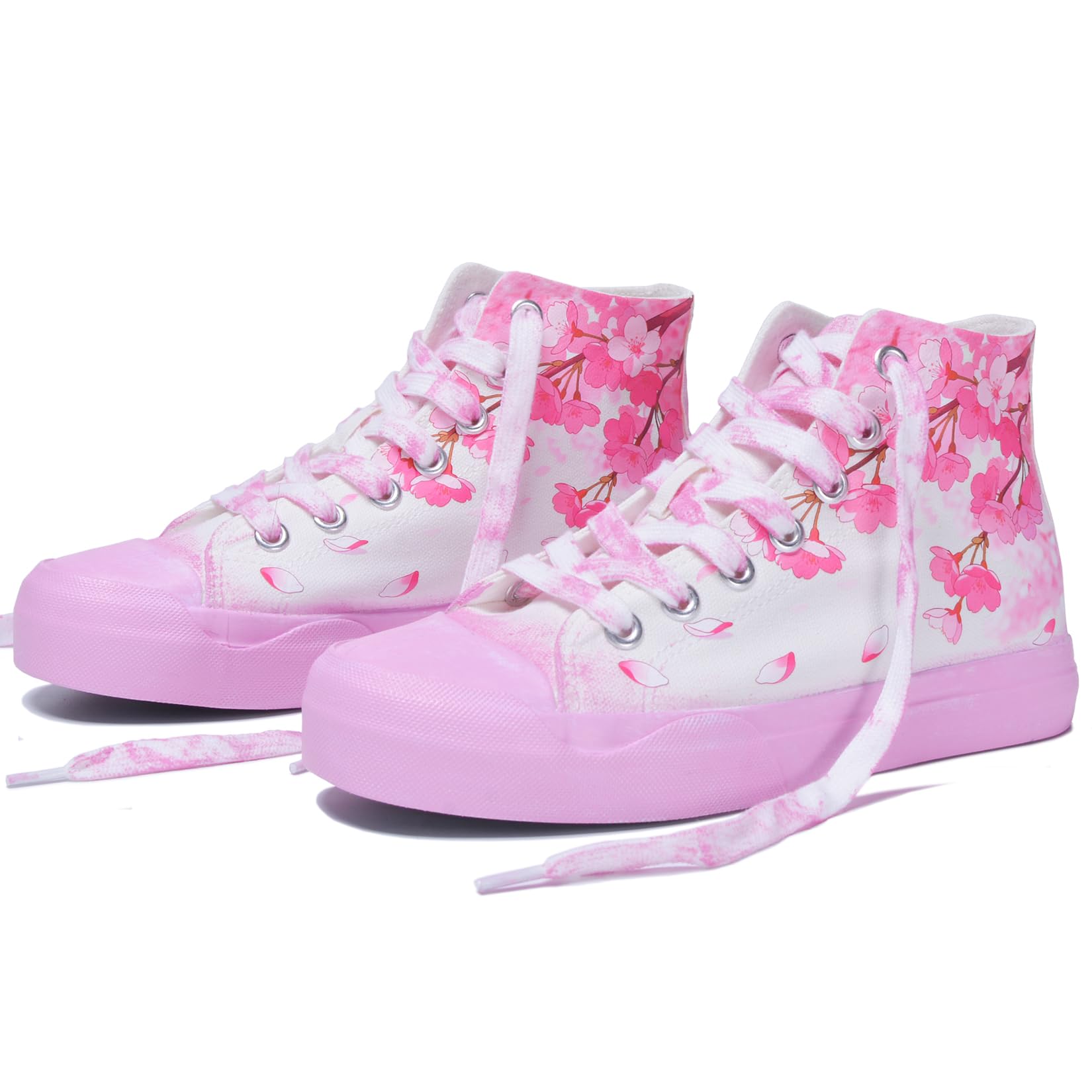 GXZUORUI Womens High Top Sneakers Canvas Shoes Girls Cute Pink Fashion Sneakers Comfortable Lace Up Casual Walking Shoes