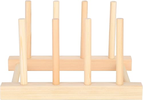 Miniatura 6 de Estante de madera para platos de 3 piezas, soporte para tapa de olla, organizador de gabinete de cocina para tazón, taza, tabla de cortar, tapa de