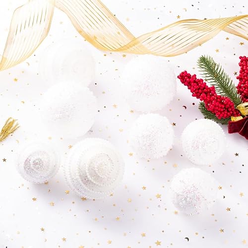 Vista 3 de White Christmas Ball Ornaments, Christmas Ball Decorations Shatterproof Plastic Hanging Pearl Balls for Holiday Party(70mm/2.76", 12ct)