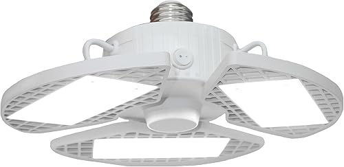 Grip - Luz LED de garaje de 8000 lúmenes, paneles ajustables de 360 grados, enchufe de luz E26, garajes, talleres, almacenes, luz de granero, luz de