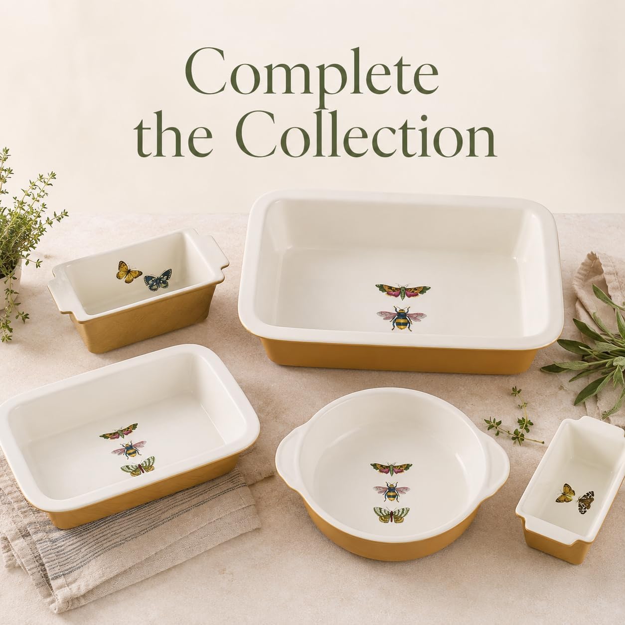 Portmeirion 60oz Botanic Garden Harmony Roasting Dish - Butterfly, Amber