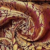 Textile Station Brocado indio con estampado floral ornamental, color dorado, 111,7 cm (precortado, 1 metro) disponible en 8 colores (granate)