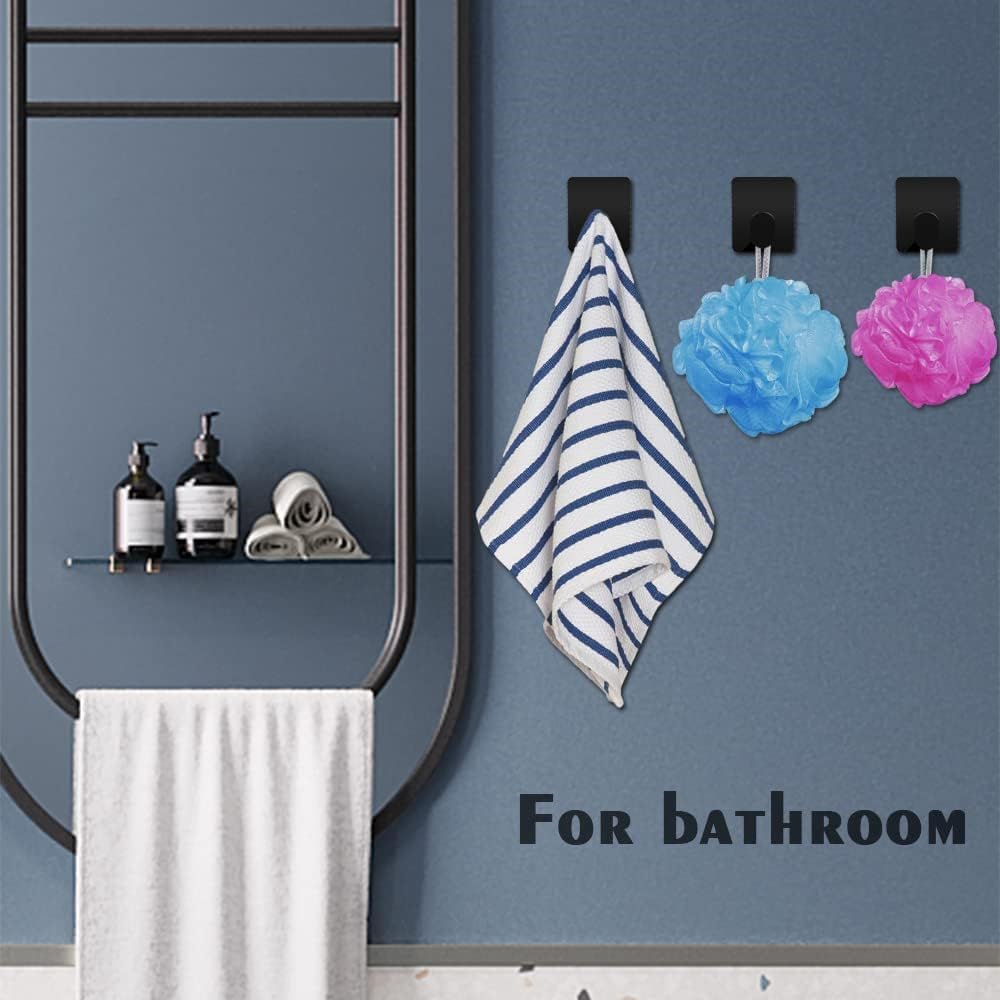 Ganchos adhesivos para toallas de pared, ganchos resistentes para colgar en la pared, colgar ropa, sombreros, baño, cocina, gancho para colgar de acero inoxidable 304, paquete de 4, plateado, 1