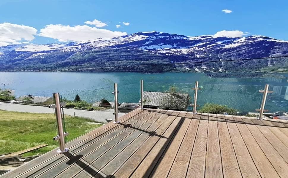 Glass Balustrade Post Kit with Spigot Clamps for Attic Stairs, Round Deck Railing System, Patio Fence, Indoor & Outdoor Use, Durable Safety Poles