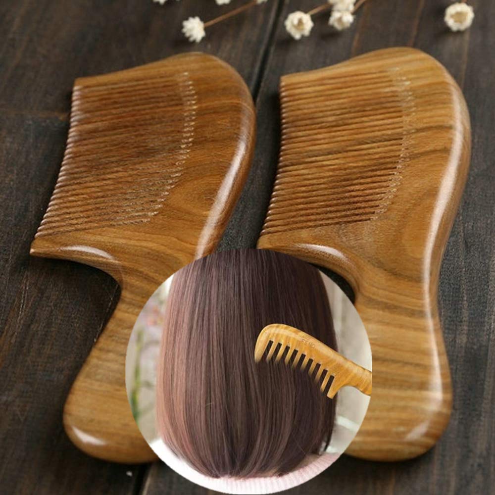 Amazon | 1個セット 木製櫛 天然 緑檀木の材料 木製 艶髪ブラシ 静電気