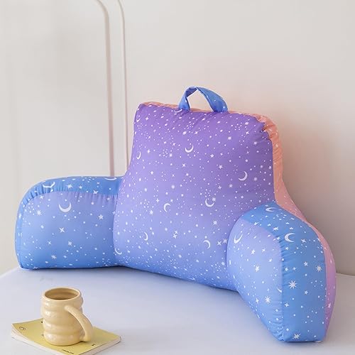 PERFEMET Almohada de lectura azul y morada, colorida almohada de respaldo de teñido anudado para cama con brazos para niñas, almohada de apoyo de