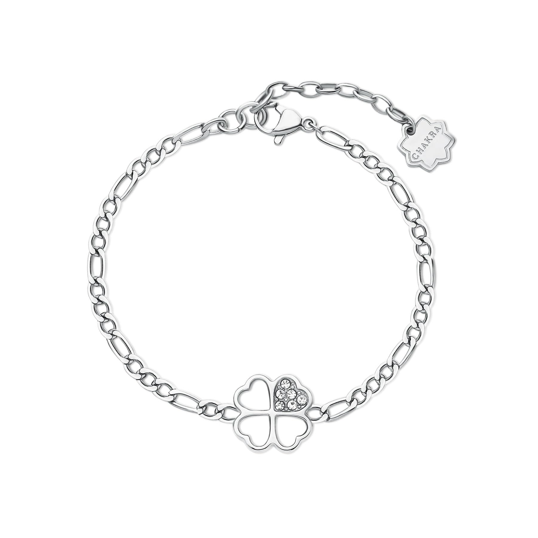 Brosway Bracciale Donna Rigido In Acciaio 316L Con Cristalli E Quadrifoglio - Collezione Chakra BHKB011 (18,5 Cm)