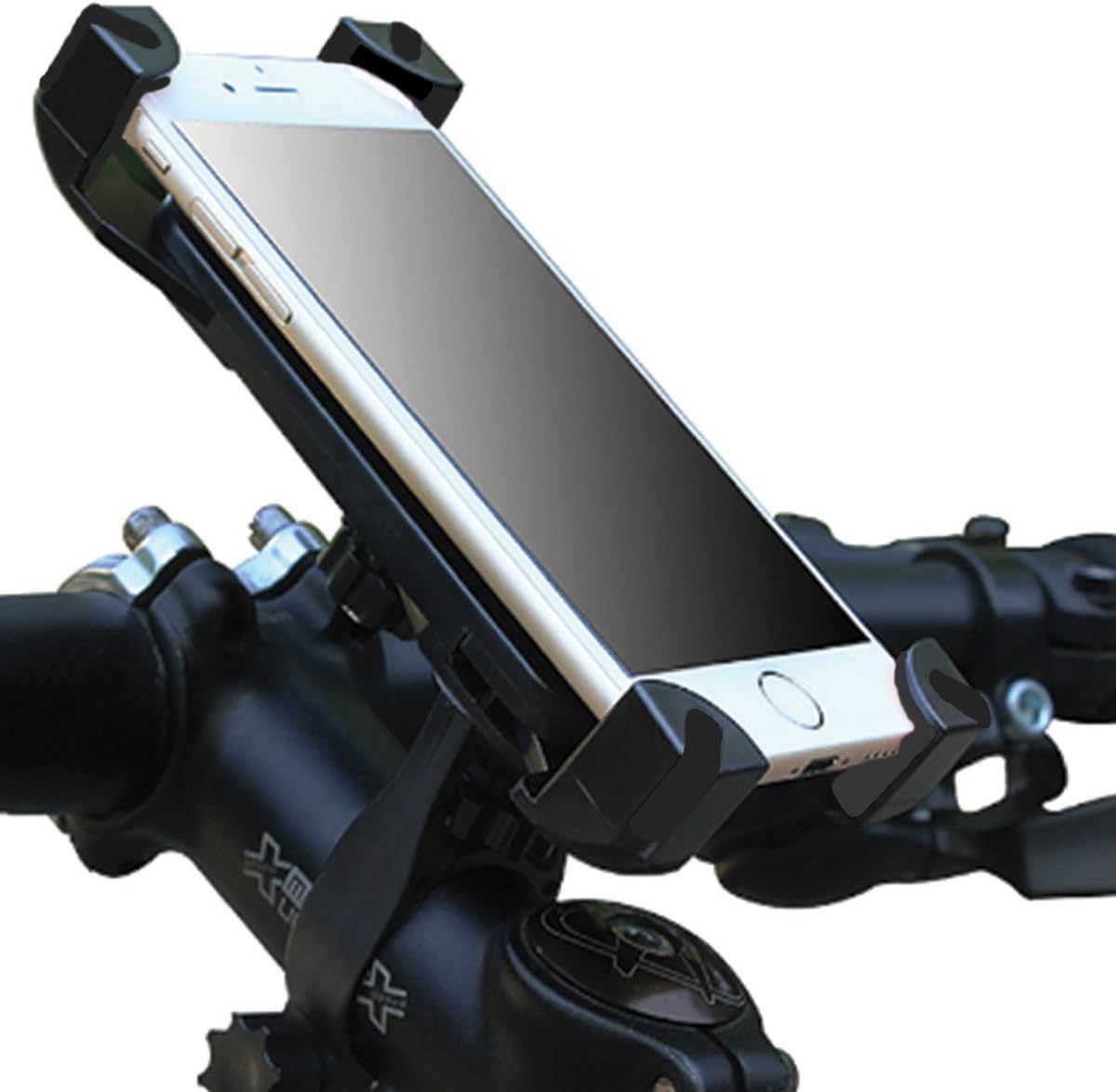 Universal Bike Phone Mount Holder for Bicycle Handlebar Cell Protection – Great for Dirt Motorcycle Road Exercise Bicycles – Fits all Smartphones including iPhone Plus Android Galaxy with Case – Anti