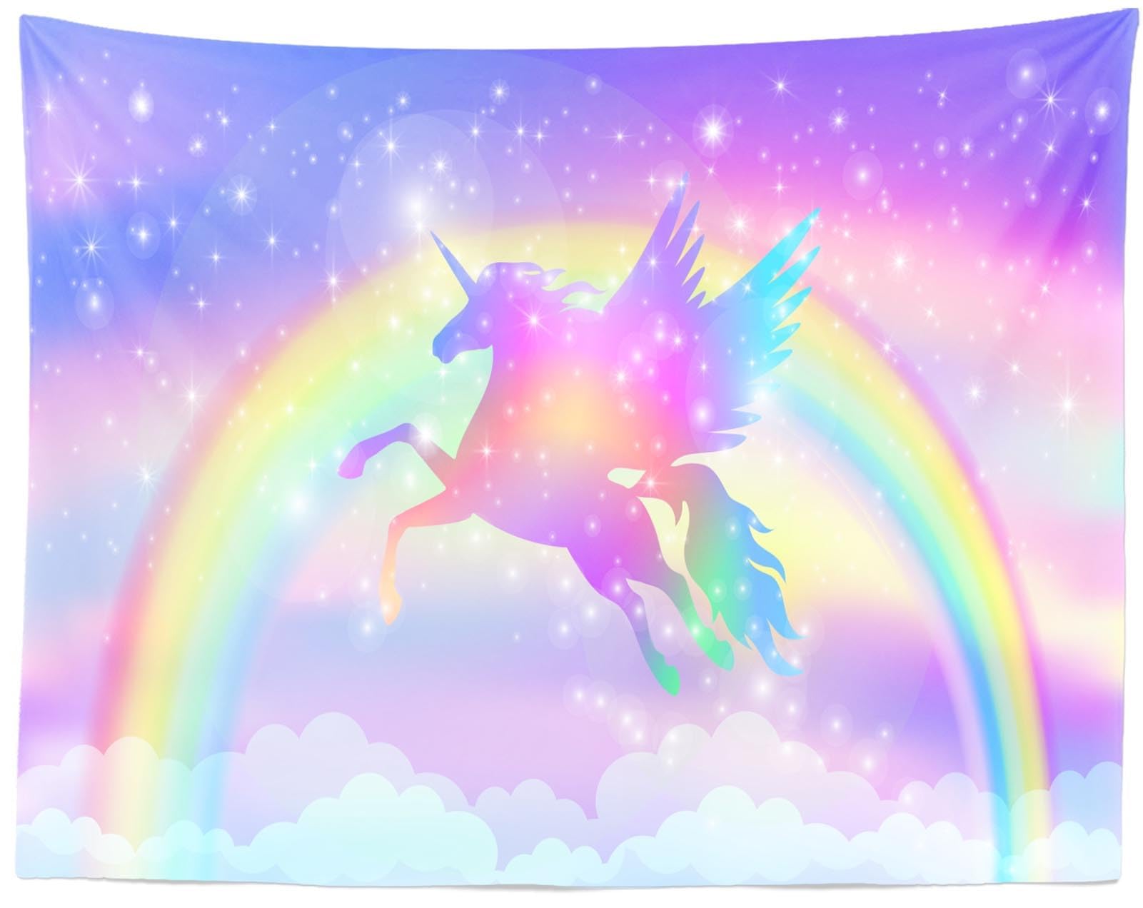 Tapisserie licorne arc-en-ciel CORFOTO 140x99 cm pour déco murale de chambre