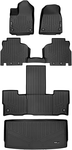 SMARTLINER Juego de alfombrillas de 3 filas y forro de carga para todo tipo de clima color negro detrás de la tercera fila compatible con Jeep SMARTLINER Juego de alfombrillas de 3 filas y forro de carga para todo tipo de clima color negro detrás de la tercera fila compatible con Jeep