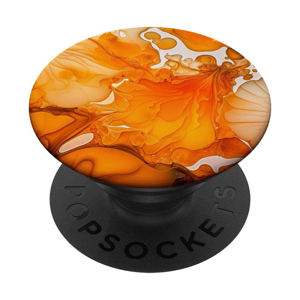 Ink Orange Abstract Illustration Phone Popper Marbled PopSockets Adhesive PopGrip