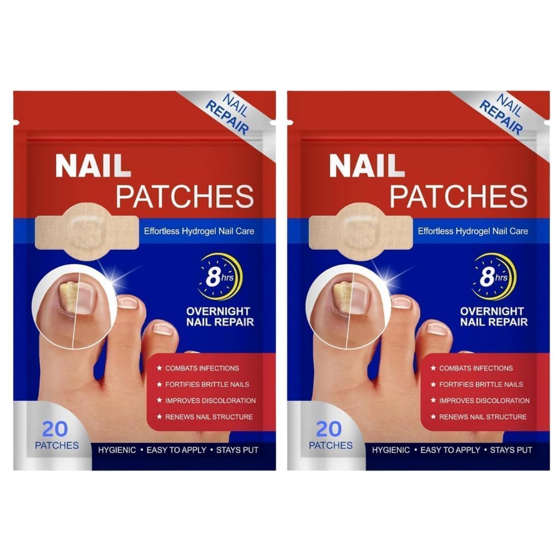 veeha enterprise Nail Patches for Overnight Nail Repair, Hydrogel Nail Care Treatment, 20 Patches, 2 Pack