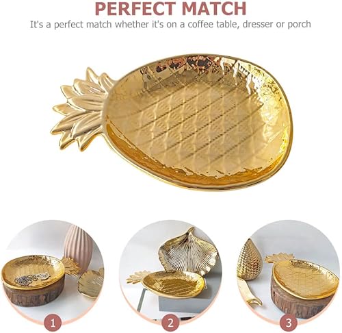 Miniatura 9 de Pineapple Foods - Plato de cerámica para refrigerios, plato para servir postre, pastel, plato decorativo de frutas secas para verano, recuerdos de