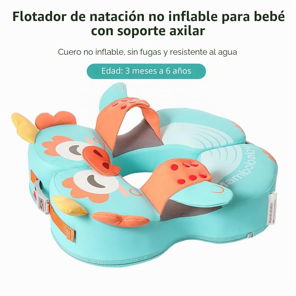 Mambobaby - Flotador de natación para bebé, no inflable, impermeable, anillo de flotación para 3 y 72 meses, para bebé, niña, piscina, lago, azul, perla de espuma de piel
