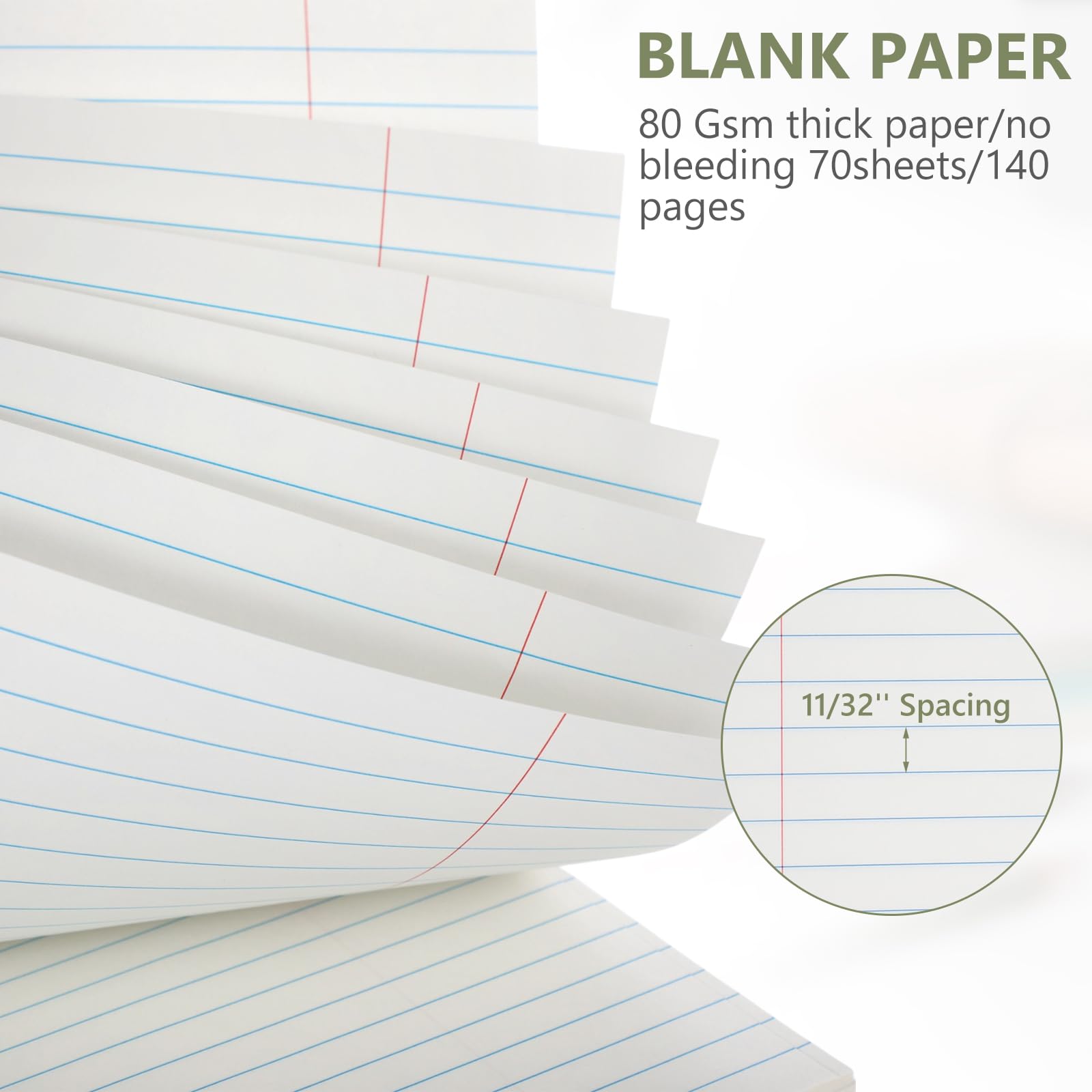 Resurhang Lot de 6 cahiers Steno de bureau à reliure supérieure de 21,6 x 27,9 cm, larges lignes, double face, papier blanc fiable, 70 feuilles/bloc de couleurs pastel pour écrire des notes scolaires