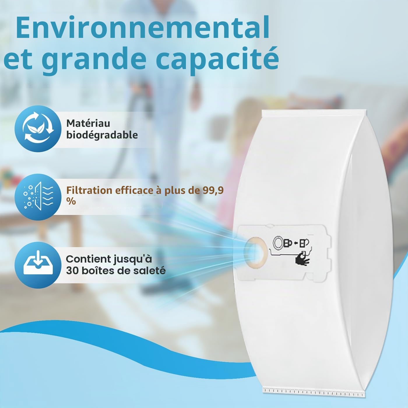 Lot de 12 sacs filtrants SELFCLEAN SC-FIS-CT MINI/MIDI-2/5 compatibles avec les sacs d'aspirateur Festool CT Mini/CT Midi/CT Midi I/CTC Mini/Midi/CT 15, à partir de l'année de construction 2019