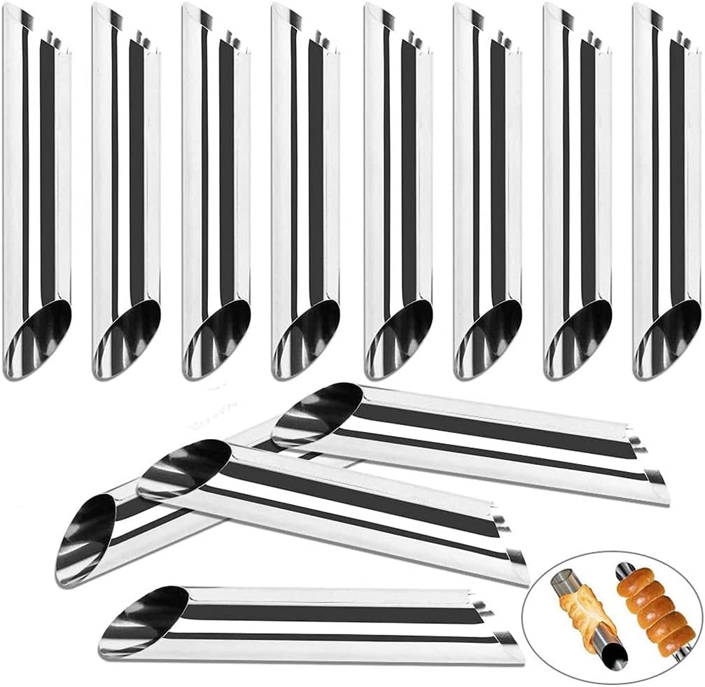 12 Pcs Cream Horn Mould Screw Croissant Mold Non-Stick Cream Horn Cones Party