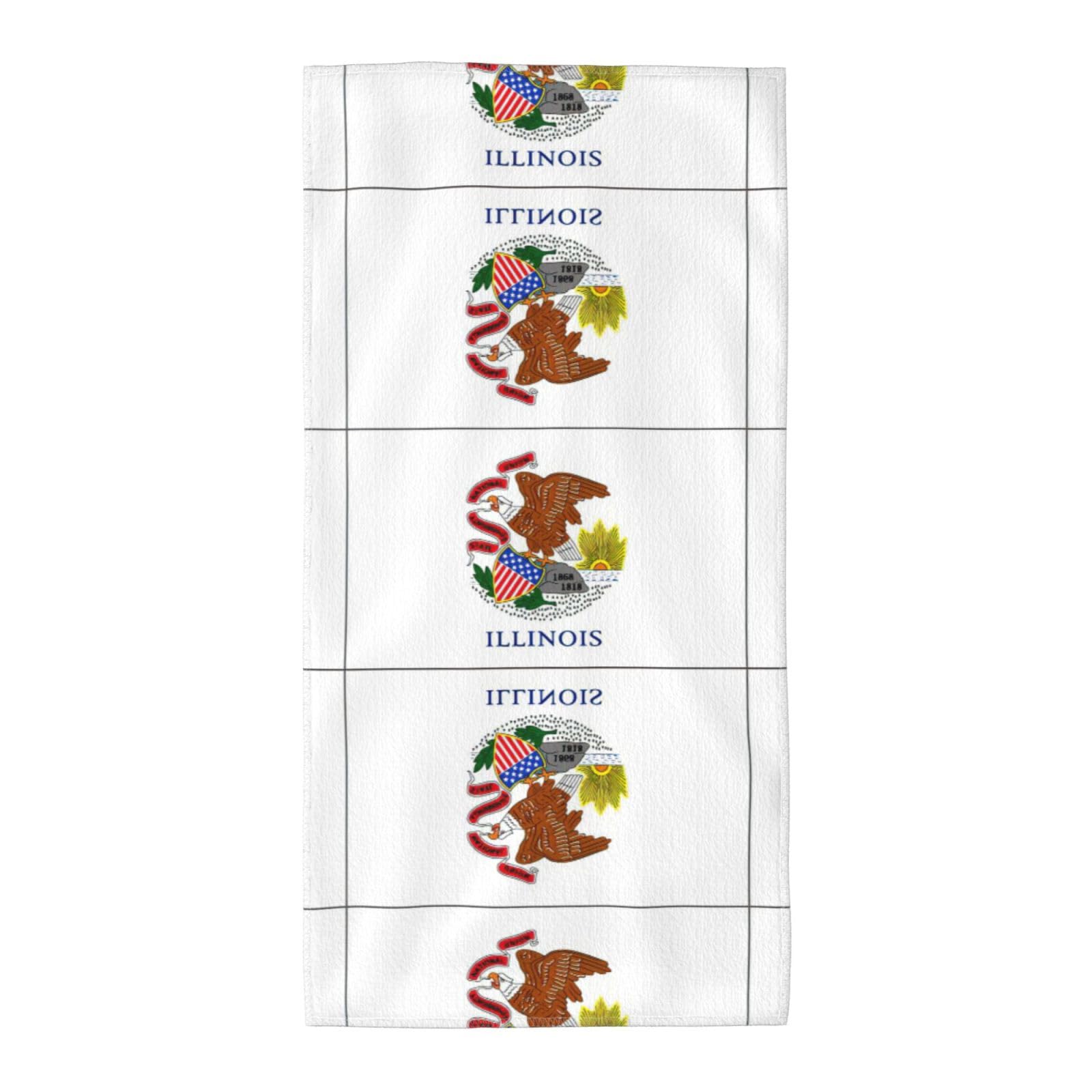 DIEzig Illinois State Flag Fashion Printed Long Bath Towel For Pool Side Seaside Holiday