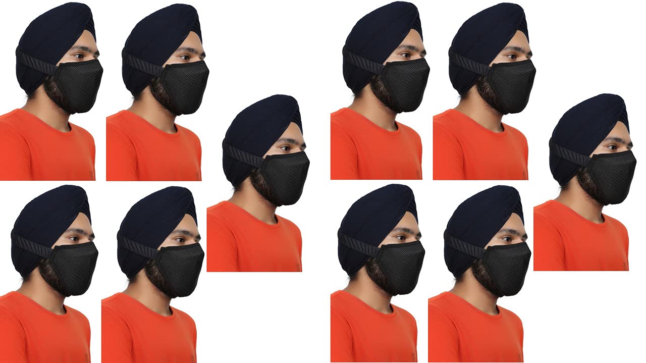 bismaadh 3 Layers Breathable Cotton Blend & Elastic Turban Friendly Mask with Adjustable Stick Strips-picture-44