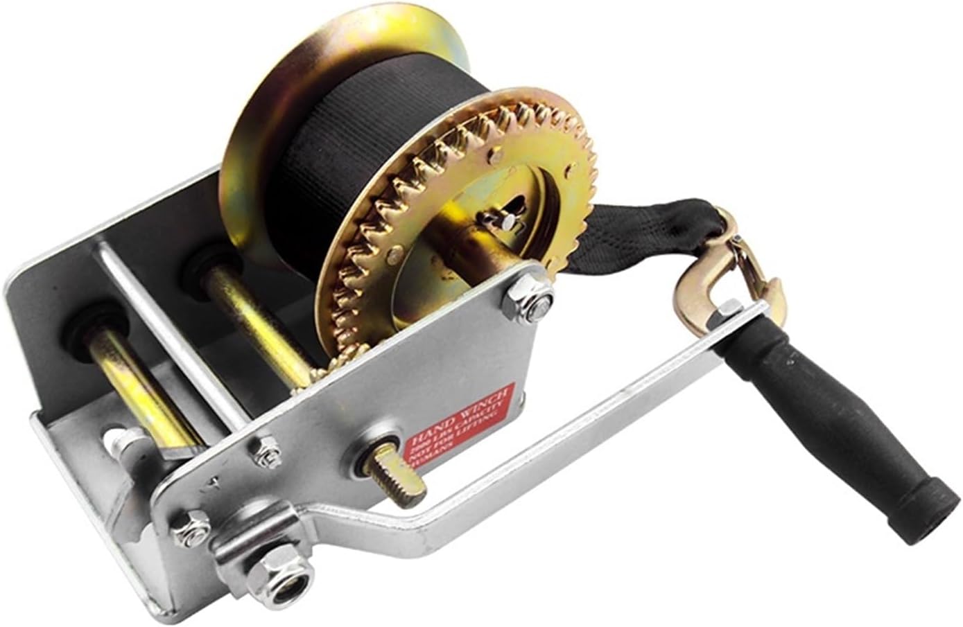 Hand Winch, 2000LBS / 900KG 8M Extra Long Synthetic Strap, Hand Winch Webbing Car Boat Trailer for Trailer, Boat or ATV Towing