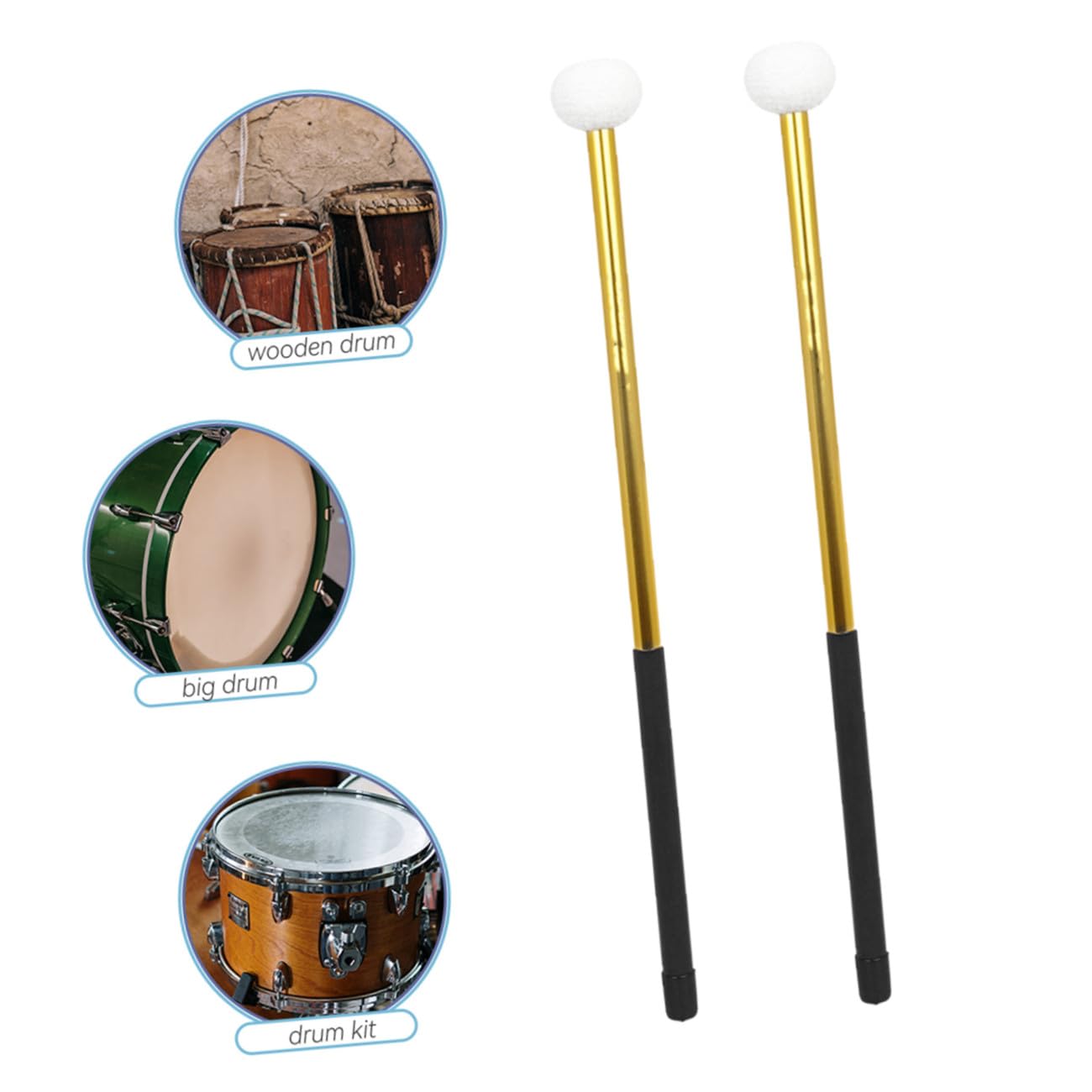 Toyvian 8pièces Baguettes De Grosse Caisse Aluminium Avec Tête Feutre Accessoires De Percussion Pour Pratique Et Performance