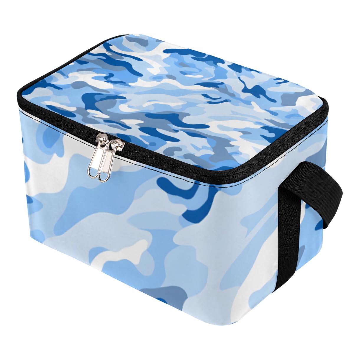GzLeyigou Lunch Bags for Women Men 9 Cans,Camo Hot & Cold Food Delivery Bag Insulated Grocery Bag Insulated Lunch Box Fashion Blue Camouflage Cooler Bag for Office Work Picnic Beach