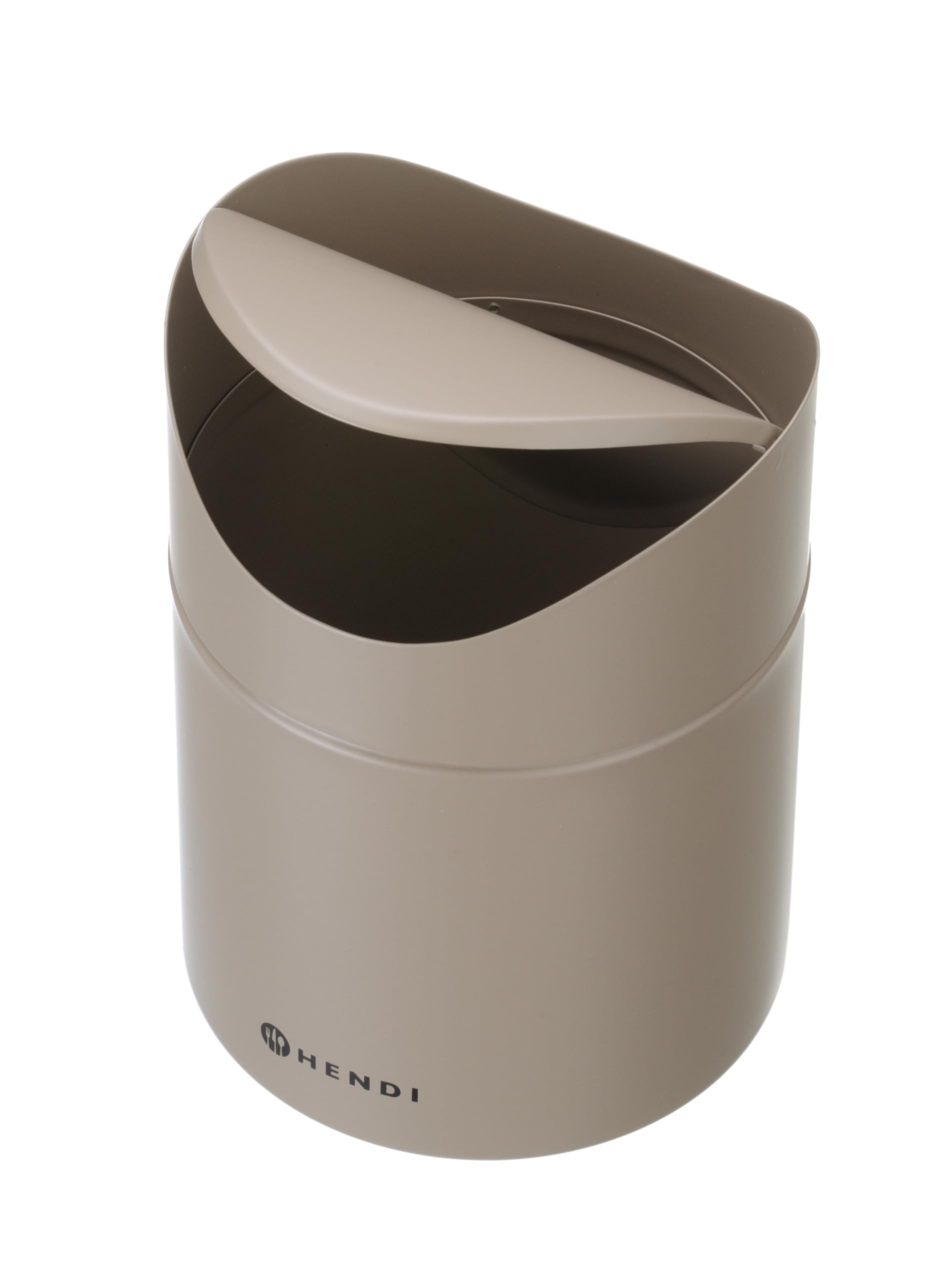 HENDI Cestino da tavolo con coperchio a bilico, 1,2 L, in metallo verniciato a polvere, ø120x(H)165mm, beige