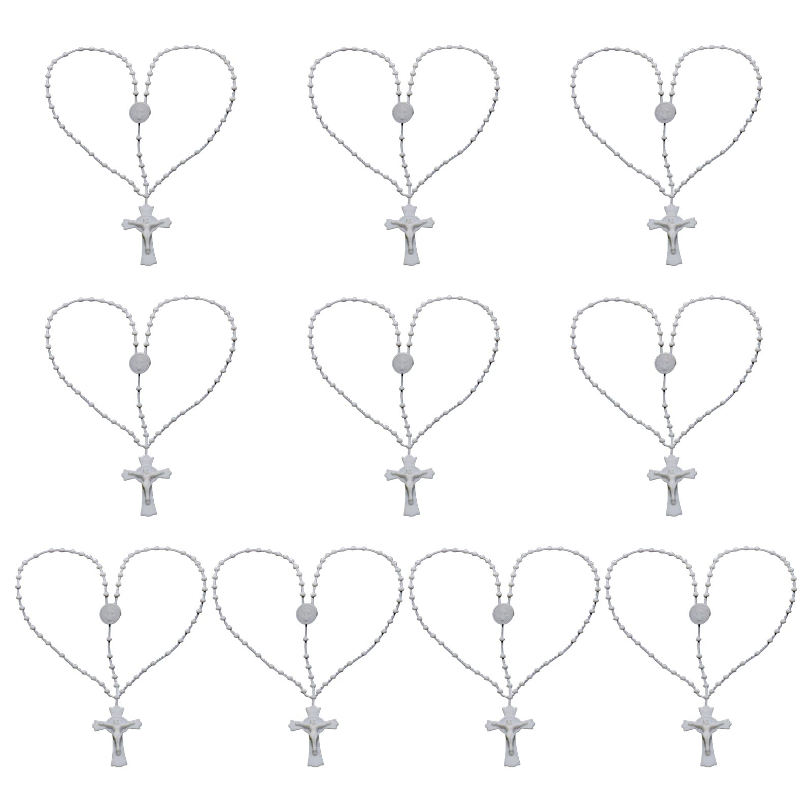 10Pcs Rubber Rosary Beads Necklaces Religious Rosary Crosses Rosaries Catholic Crosses Chains Prayer Jewelry Necklace