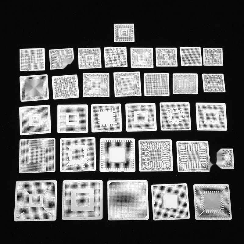 33pcs BGA Universal Reballing Rework Net Stencils Steel Template Mesh Directly Heat Set Kit