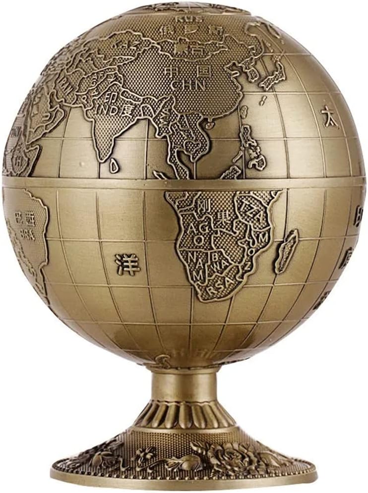 Retro Alloy Globe Toothpick Holder Container Household Table Toothpick Storage Box Toothpick Dispenser(D)