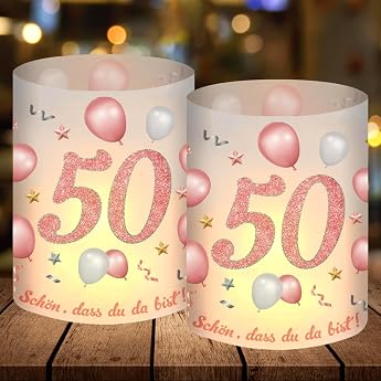 12 Lantern Table Decoration 50th Birthday Party Decoration 50th Birthday Woman Rose Gold 50th Decoration, Sch&ouml;n dass Du Da Bi