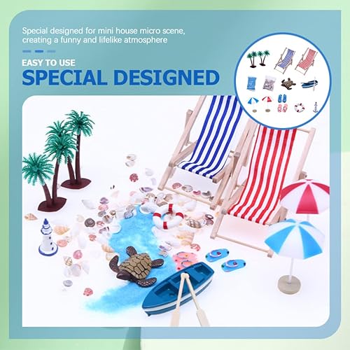 Miniatura 8 de Toddmomy 1 juego de decoración de casa de muñecas en miniatura, plegable, casa de muñecas, silla de playa, sombrilla de playa, accesorios para