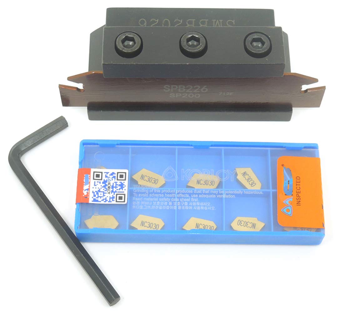 10 pcs SP200 Inserts+SPB226 SPB26-2 Grooving Parting Blade Plate SMBB2026 Cut Off Block Tool Holder