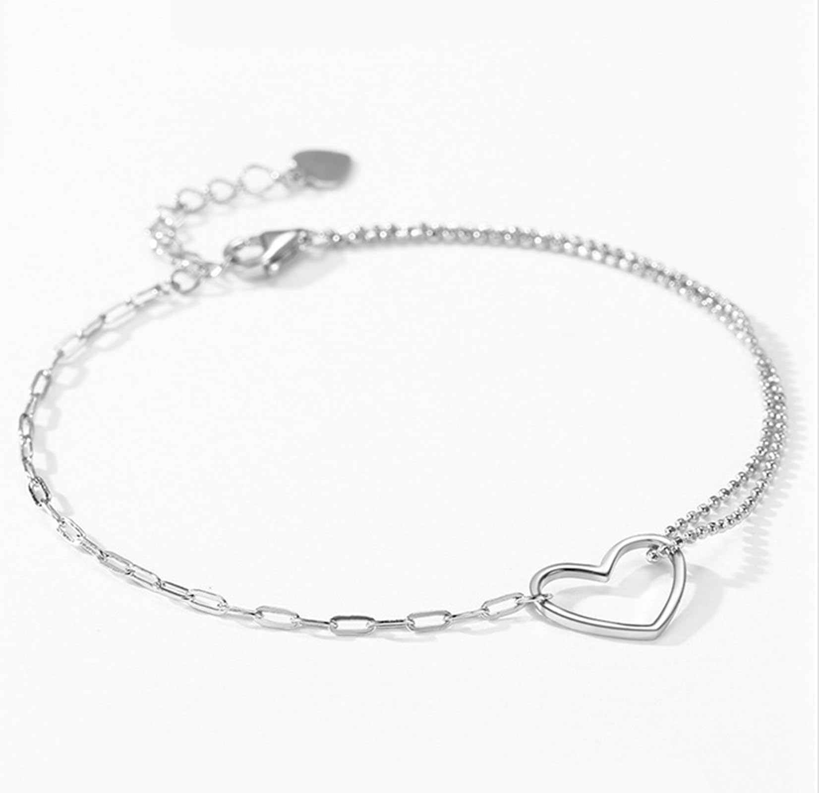 Pulsera de moda para mujer, pulsera de Navidad con corazón para mujer, PT950 y oro blanco de 9 quilates, 14 y 18 quilates