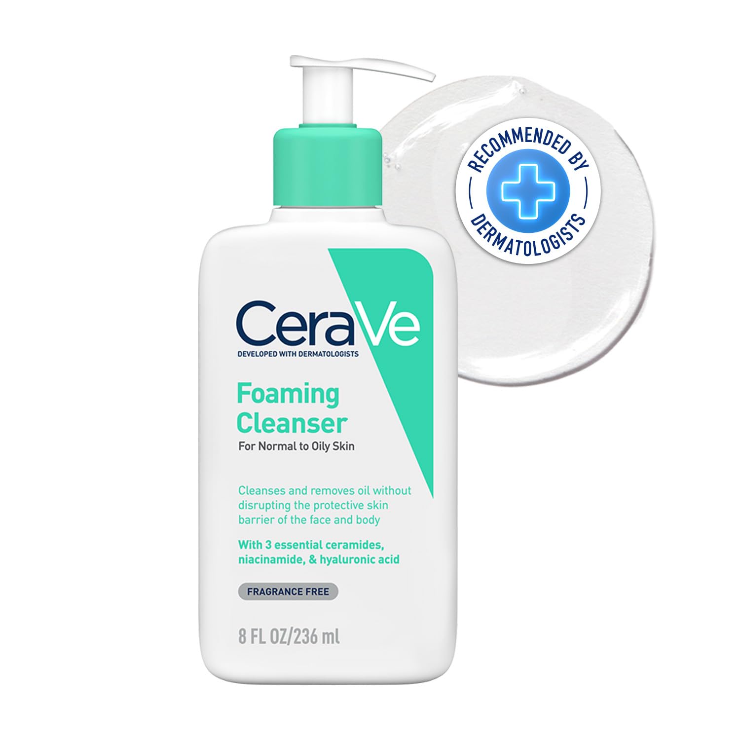 CeraVe Foaming Cleanser For Normal To Oily Skin (236ml) - Dermatologist-Developed Facewash | Non-Comedogenic And Fragrance-Free Cleansers For Acne-Prone Skin-picture-10