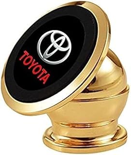 حامل موبايل مغناطيسي للسيارة، لون ذهبي مع شعار تويوتا