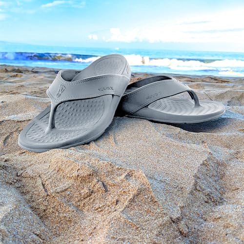 Image of NUUSOL Unisex Cascade Flip Flops; Non-Slip Hiking /Plantar Fasciitis Footwear; Soft Cushion, Lightweight & Comfortable; Arch Support & Textured Footbed, Pain Relief for Joint, Neck & Back Injuries