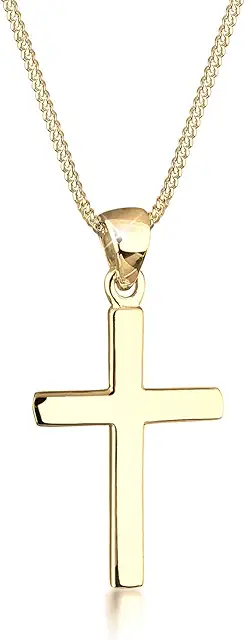 Women's Cross Pendant Necklace in 925 Sterling Silver - Gold Necklace