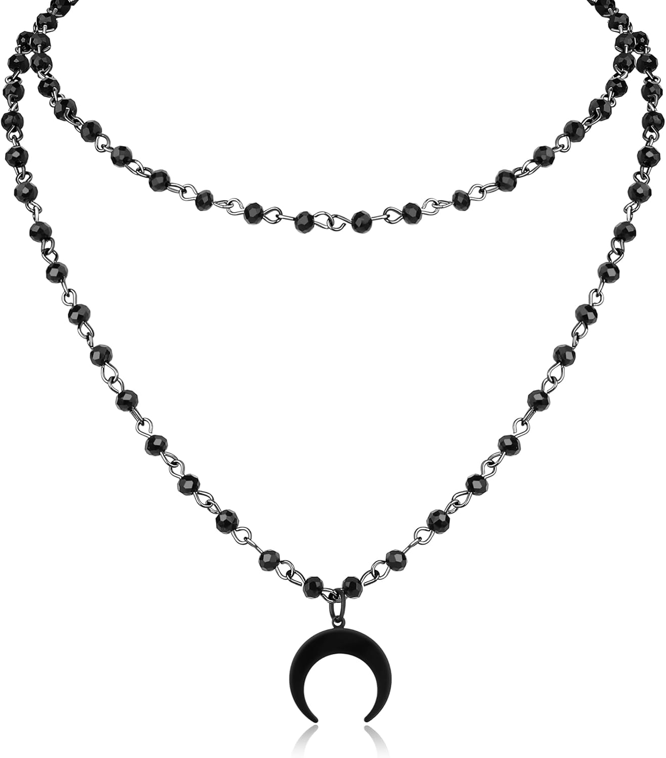 Gothic Layered Black Vertical Moon Necklace Vintage Punk Style Crescent Pendant Choker for Women, Goth Jewelry, Halloween Jewelry Gift for Women