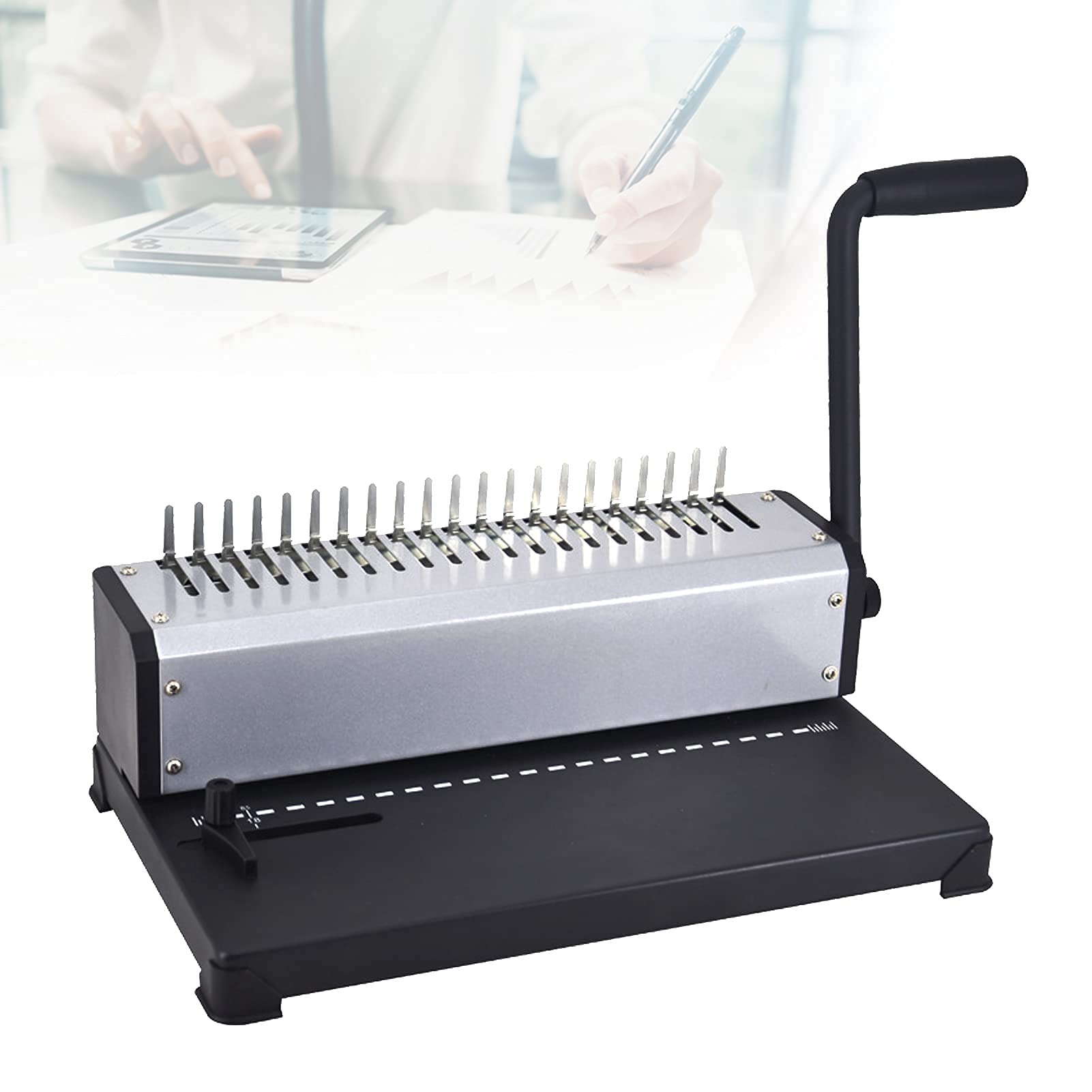Accessori per Ufficio, rilegatrici a Pettine, punzonatrice Multifunzione per Carta A4, Raccoglitore a 21 Fori, capacità di Rilegatura 200 Fogli, capacità di Perforazione 12 Fogli